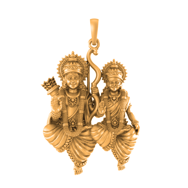 22KT Gold Plated Pure Silver God Big Ram Sita Pendant/locket