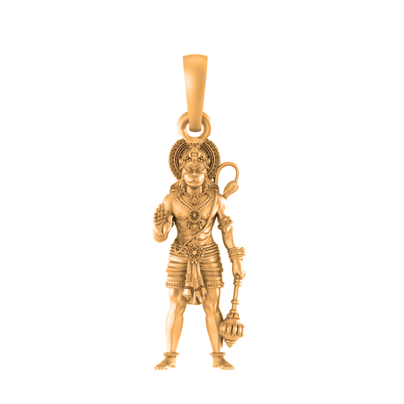 22 CT Gold Plated Silver (92.5% purity) God Hanuman/Bajrang Bali (Big Size) Pendant for Men