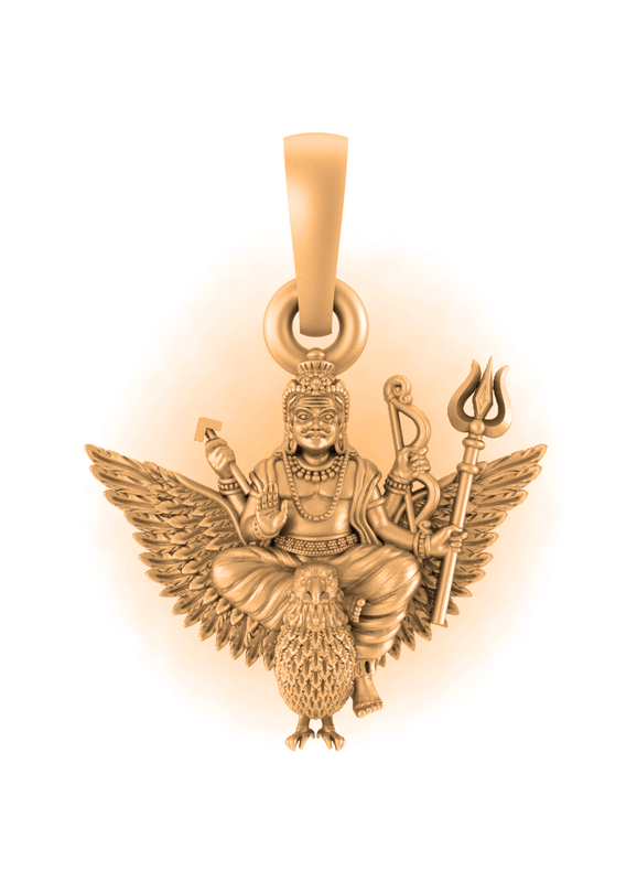 22 CT Gold Plated Silver (92.5% purity) God Shani Dev Pendant (Big Size) for Men and Women