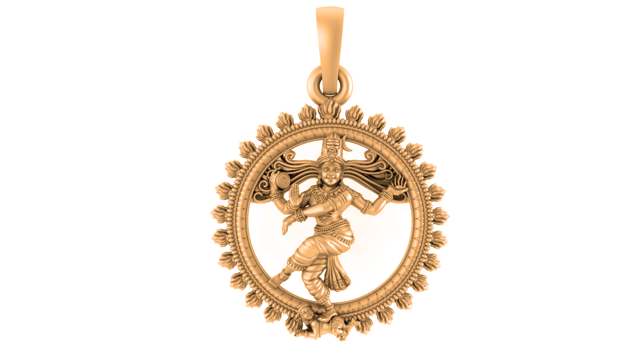 22 CT Gold Plated Silver (92.5% purity) God Nataraja  Pendant (Big Size) for Men and Women