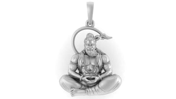 Akshat Sapphire Sterling Silver (92.5% purity) God Hanuman (Big Size) Pendant for Men Pure Silver Lord Bajrang Bali (Big Size) Locket for Good Health & Wealth