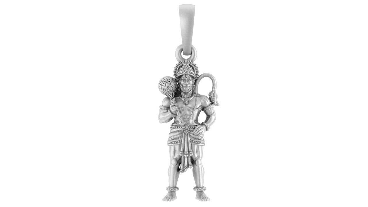 Akshat Sapphire Sterling Silver (92.5% purity) God Hanuman (Big Size) Pendant for Men Pure Silver Lord Bajrang Bali (Big Size) Locket for Good Health & Wealth