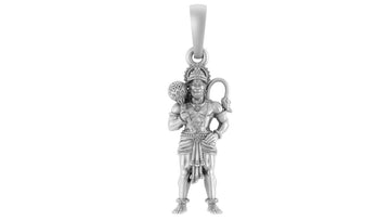 Akshat Sapphire Sterling Silver (92.5% purity) God Hanuman (Big Size) Pendant for Men Pure Silver Lord Bajrang Bali (Big Size) Locket for Good Health & Wealth