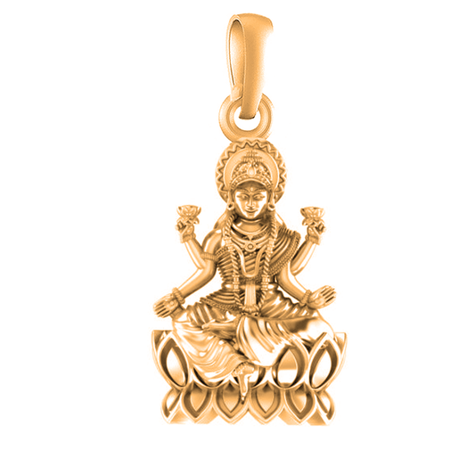 22 CT Gold Plated Silver (92.5% purity) Goddess Laxmi Ji Pendant for Men and Women
