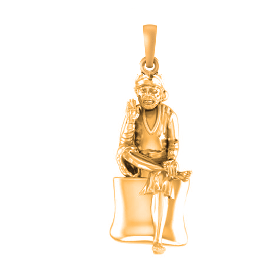 22 CT Gold Plated Silver (92.5% purity) God Sai baba Pendant for Men and Women