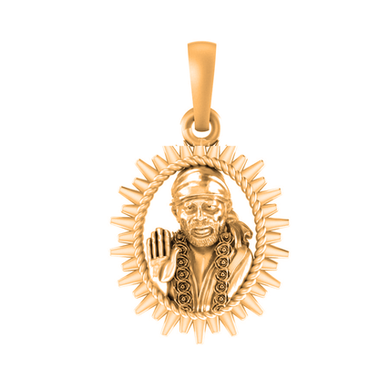 22 CT Gold Plated Silver (92.5% purity) God Sai baba Pendant for Men and Women