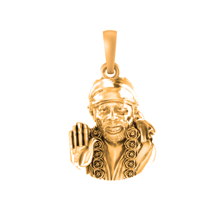 22 CT Gold Plated Silver (92.5% purity) God Sai baba Pendant for Men and Women