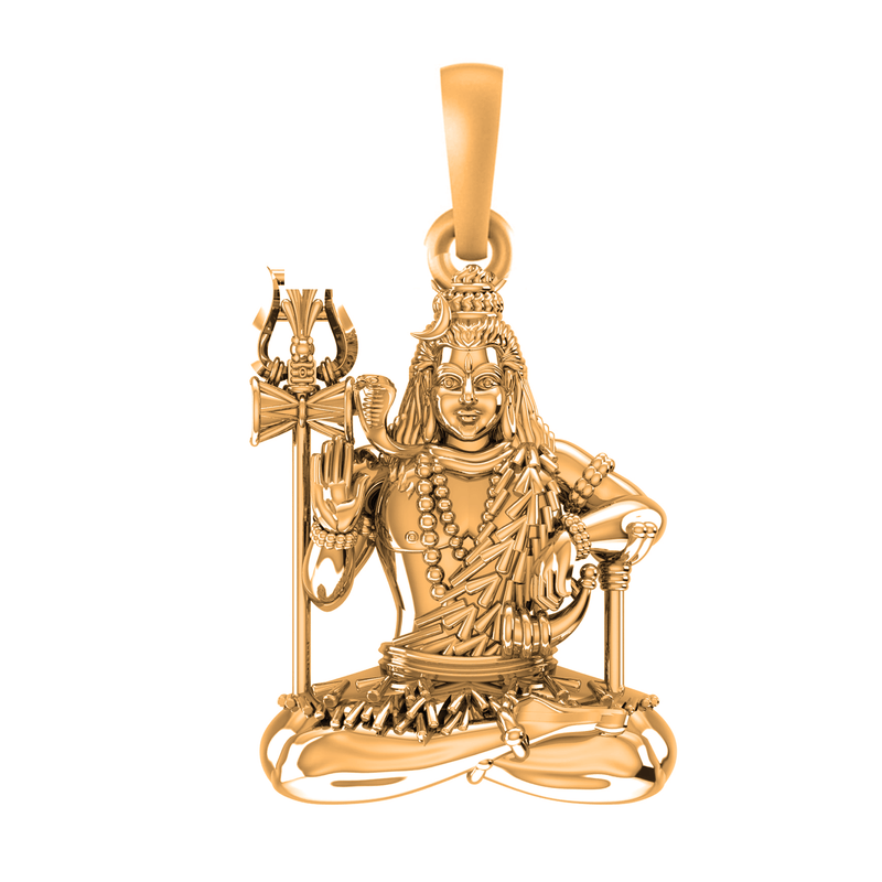 22 CT Gold Plated Silver (92.5% purity) God Shiva Pendant for Men and Women