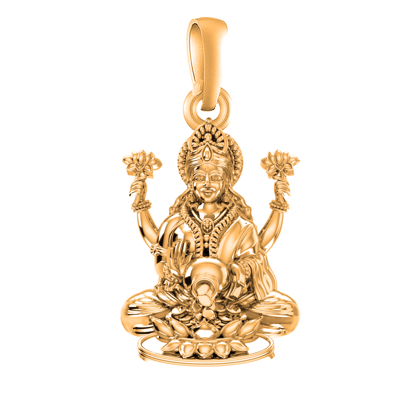 22 CT Gold Plated Silver (92.5% purity) Goddess Laxmi Ji Pendant for Men and Women