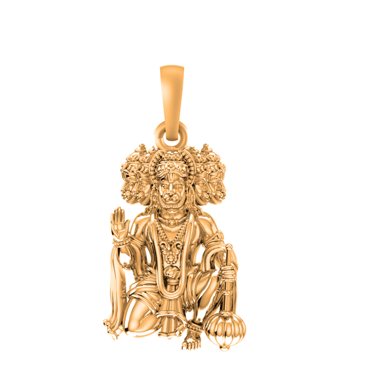 22 CT Gold Plated Silver (92.5% purity)God Panchmukhi Hanuman Pendant for Men