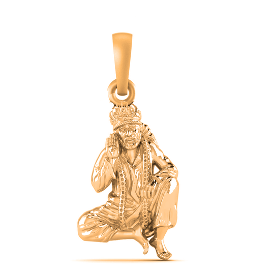 22 CT Gold Plated Silver (92.5% purity) God Sai baba Pendant for Men and Women