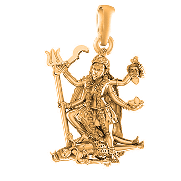 22 CT Gold Plated Silver (92.5% purity) Goddess Kaali Maa Pendant for Men and Women