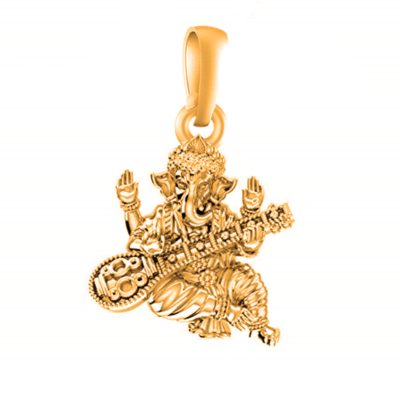 22 CT Gold Plated Silver (92.5% purity) God Ganesh Pendant for Men and women