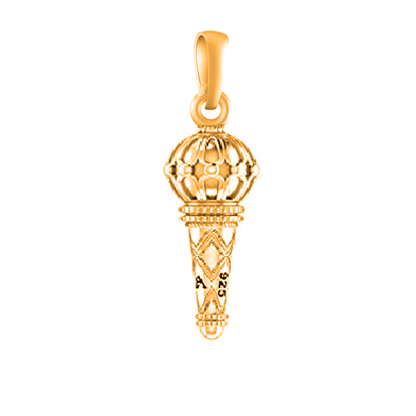 22 CT Gold Plated Silver (92.5% purity) God Hanuman/Bajrang Bali Gada Pendant by for Men