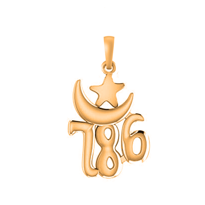 22 CT Gold Plated Silver (92.5% purity)  religious and lucky 786 Pendant for Men and Women