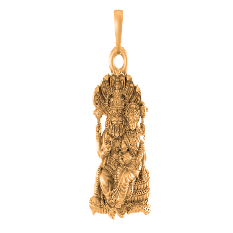 22 CT Gold Plated Silver (92.5% purity) God Laxmi Narsimha Pendant for Men and Women