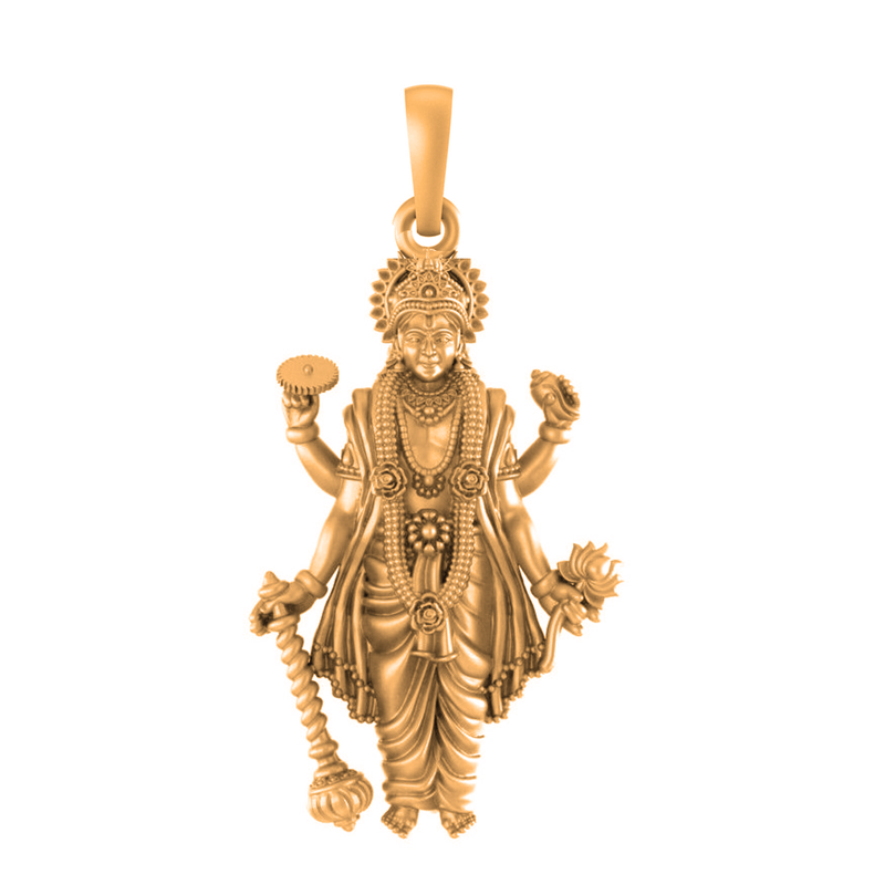 22 CT Gold Plated Silver (92.5% purity) God Vishnu Pendant for Men and Women