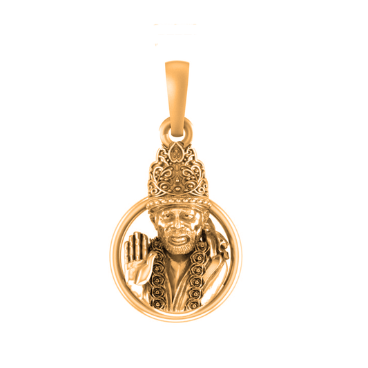 22 CT Gold Plated Silver (92.5% purity) God Sai baba Pendant for Men and Women