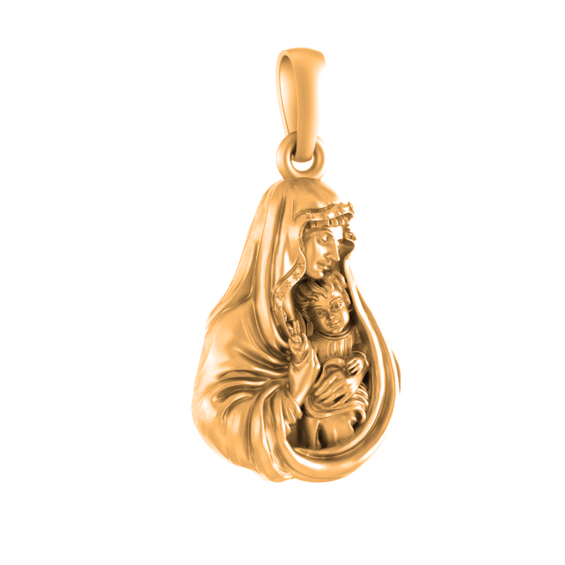 22 CT Gold Plated Silver (92.5% purity) God Mother Mary Pendant for Men and Women