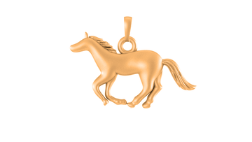22 CT Gold Plated Silver (92.5% purity) Strength Symbolic Horse Pendant for Men and Women