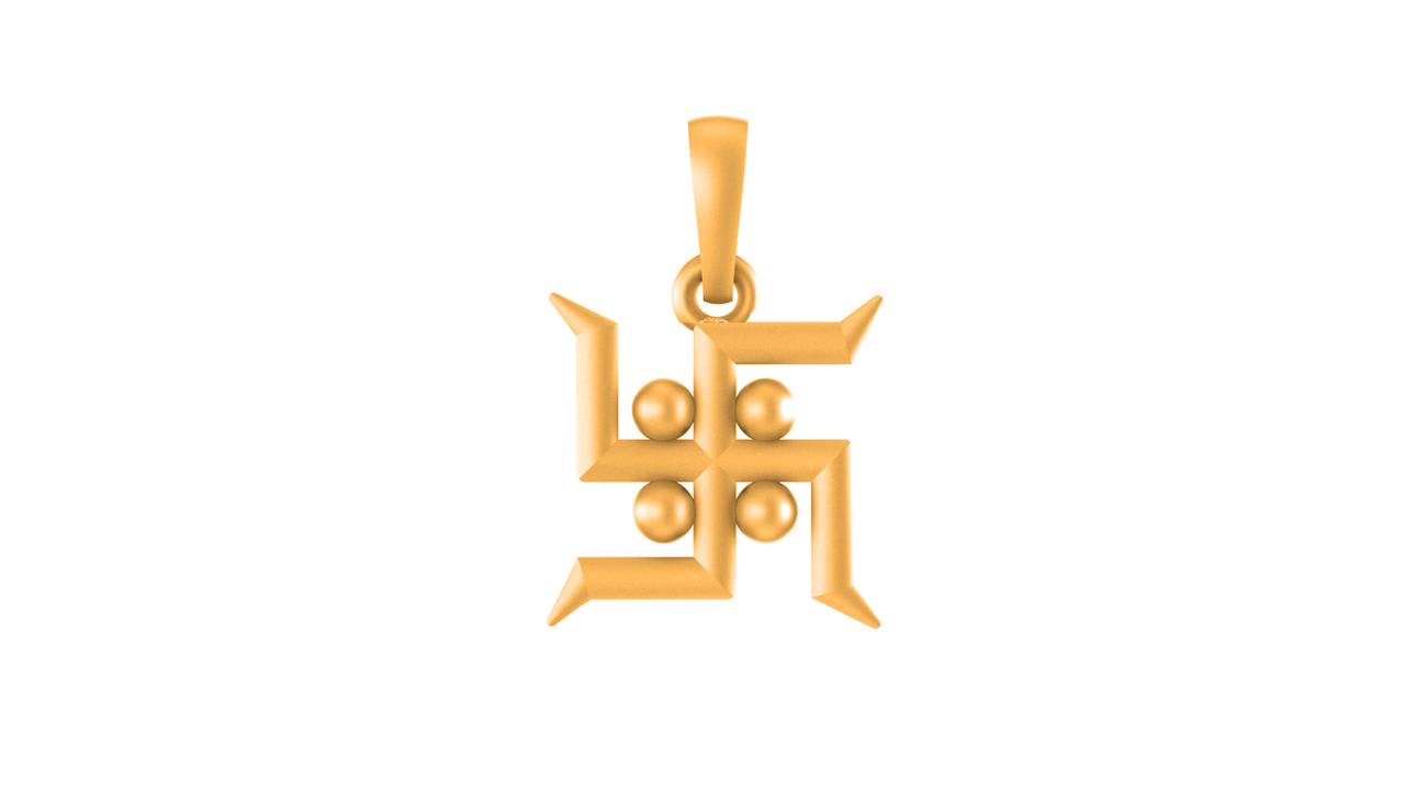 22 CT Gold Plated Silver (92.5% purity)  Spiritual Swastik Symbol Pendant for Men and Women