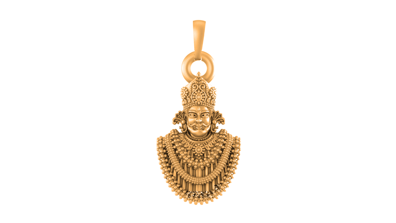 22 CT Gold Plated Silver (92.5% purity) God Baba Khatu Shyam Pendant for Men and Women