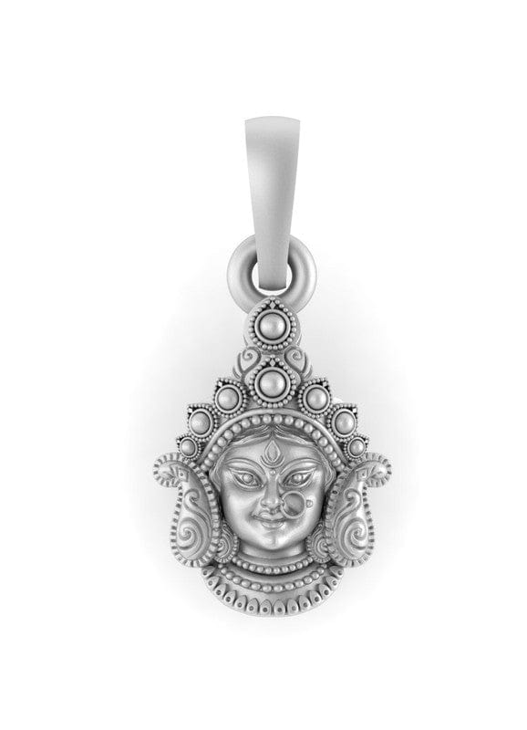 Akshat Sapphire Sterling Silver (92.5% purity) Goddess Durga maa Pendant (Big Size)  for Men & Women Pure Silver Lord Durga Maa Locket (Big Size)  for Good Health & Wealth