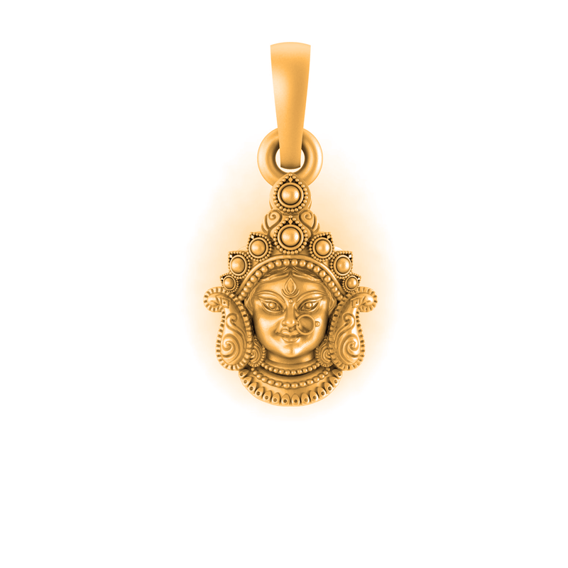 22 CT Gold Plated Silver (92.5% purity) Goddess Durga Maa Pendant (Big Size) for Men and Women