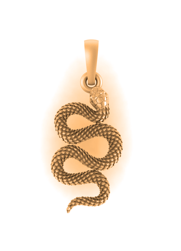 22 CT Gold Plated Silver (92.5% purity) Symbol of devotion Snake Pendant for Men and Women