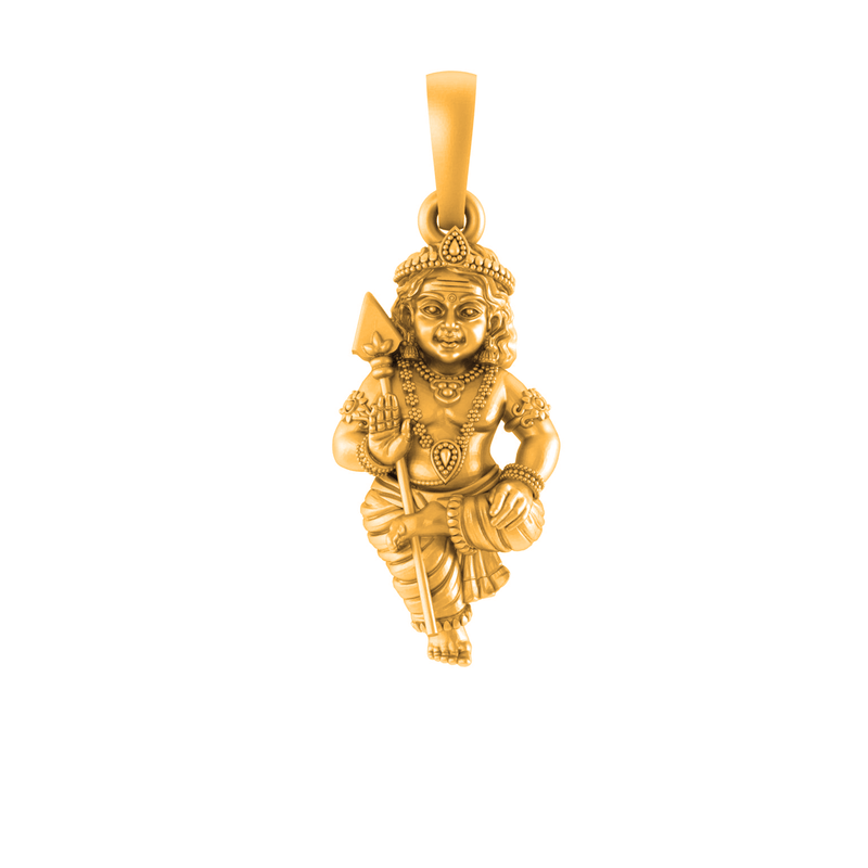 22 CT Gold Plated Silver (92.5% purity) God Kartikeya Pendant for Men and Women