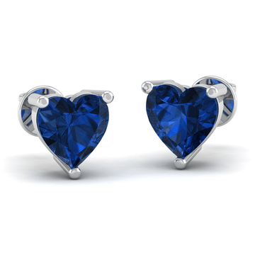 Akshat Sapphire Sterling Silver (92.5% purity) Precious Stud Earrings for Girls and Women Pure Silver Beautiful and Designer studs earring with cubic zirconia (AD) stones  (6mm × 6mm)